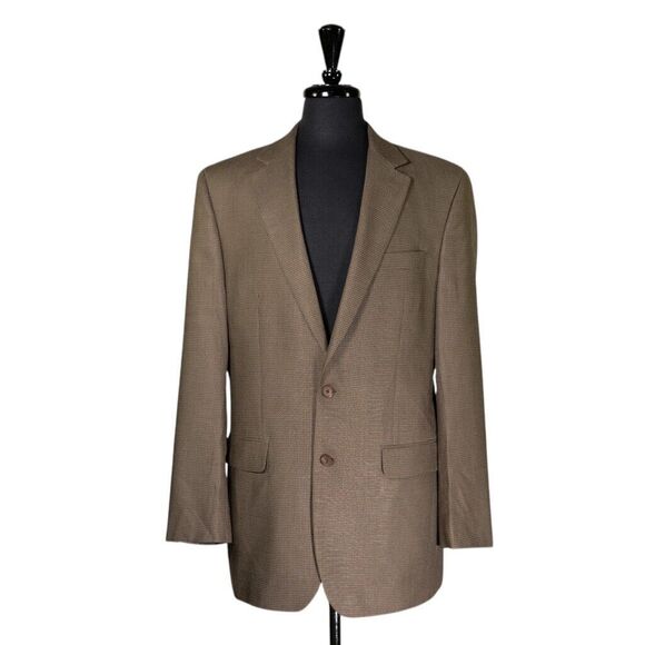 Ralph Lauren Mens Blazer Brown Check Silk Wool 2 Button Jacket Sport Coat 40L